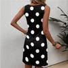 Abito casual da donna senza maniche con stampa pois, girocollo, vestibilità rilassata, leggero, alla moda, abito estivo per l'uso quotidiano