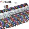 Meetee 1/2/3 Yards 16cm Paillettenfransen Quasten Ethnisches Spitzenbesatzband Fransen Latin Dance Rock Bekleidungsverzierung Nähzubehör