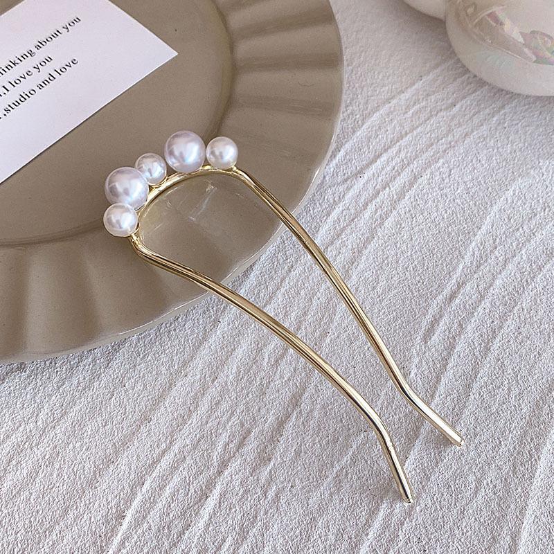 Elegant Pearl U-shaped Hairpin for Women - New Chinese Style Updo Accessory 2025
