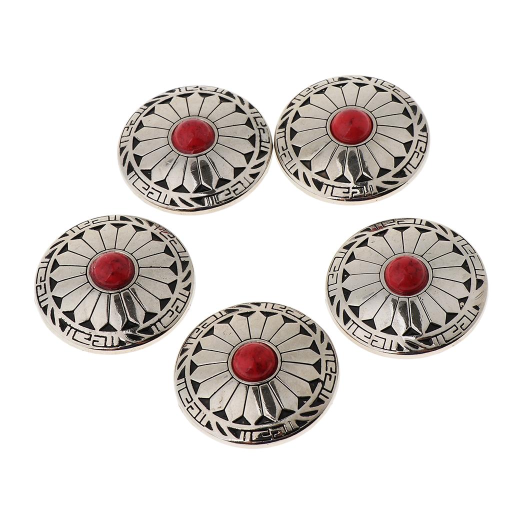5 Pieces Round Floral Rivet Buttons with Case Back for Wallets