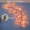Rosa Pflaumenblüten-Rankenlampe LED-Blütenzweiglicht mit Fernbedienung 8 Modi Girlande für Schlafzimmerwand Innen Hochzeits-Weihnachtsfeier-Dekoration