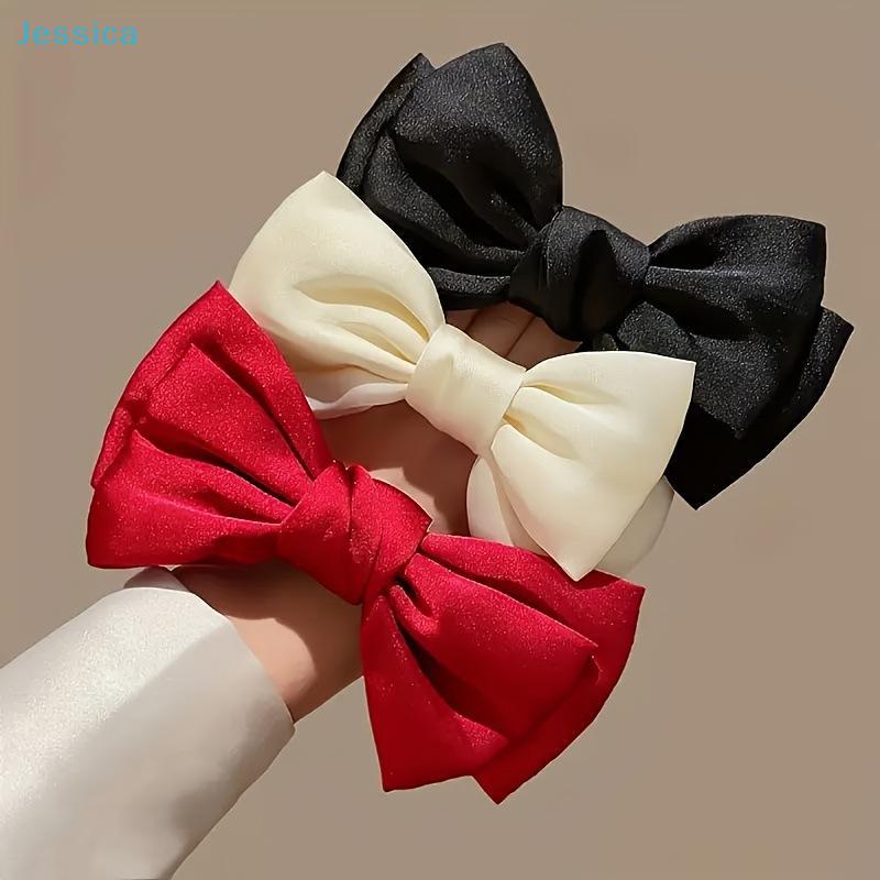 Elegant Satin Bow Hair Accessories – Big Bow Clips for Ponytail, Bun & Updo Hairstyles