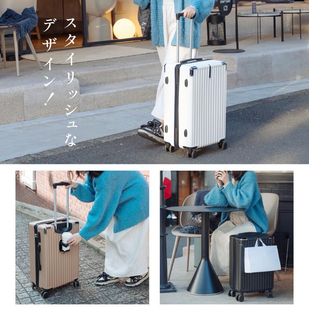 Carry S Large Carry 360 Degree Double Cup TSA Zipper School Business Hospitalization [hidemasa] Suitcase, Carry-on, Case, Lightweight, Shockproof,
