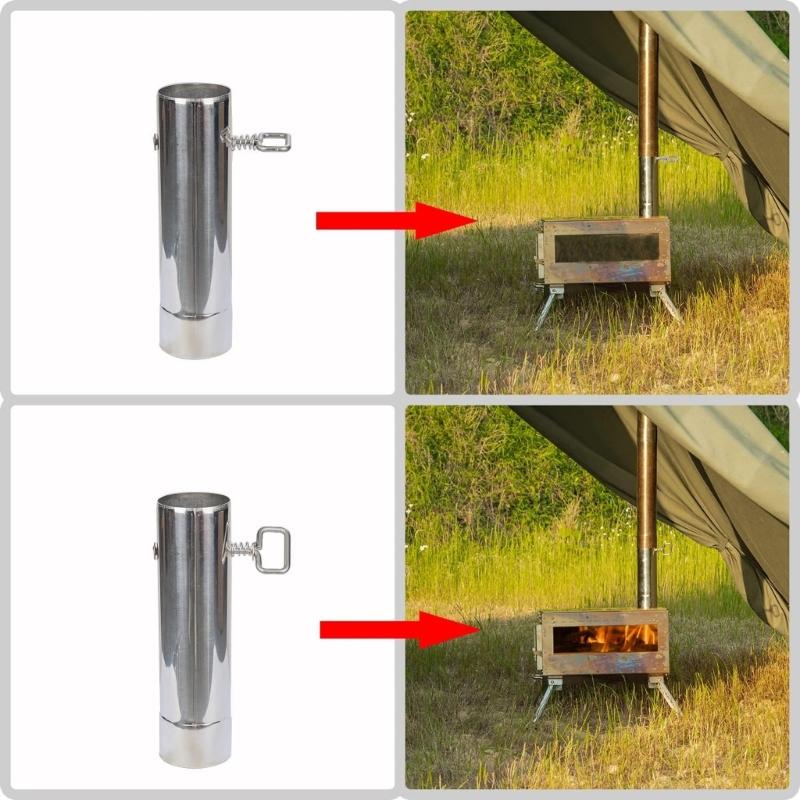 Stainless Steel Chimney Straight Pipe Replacement Outdoor Stove Exhaust Pipe for Camping Tents Easy Installation