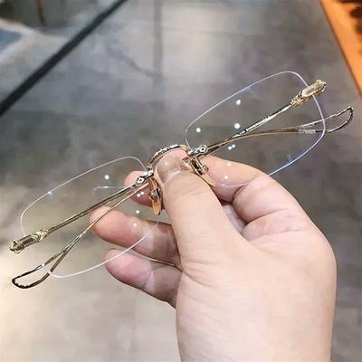 Fashion Rimless Reading Glasses Luxury Presbyopic Glasses Anti Blue Light Blocking Eyewear Flexible Frameless Eyeglasses