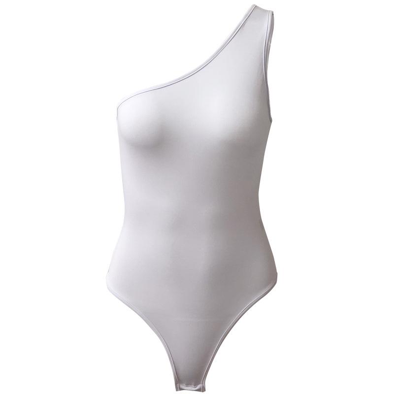 2025 Spring/Summer Women's Sleeveless One-Shoulder Bodycon Open Crotch Jumpsuit