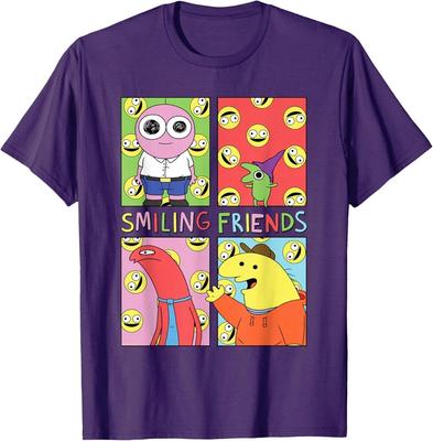 Smiling Friends Popkonst Karaktärsruta Rolig Tecknad T-shirt i 100% Bomull Herr T-shirts Topp