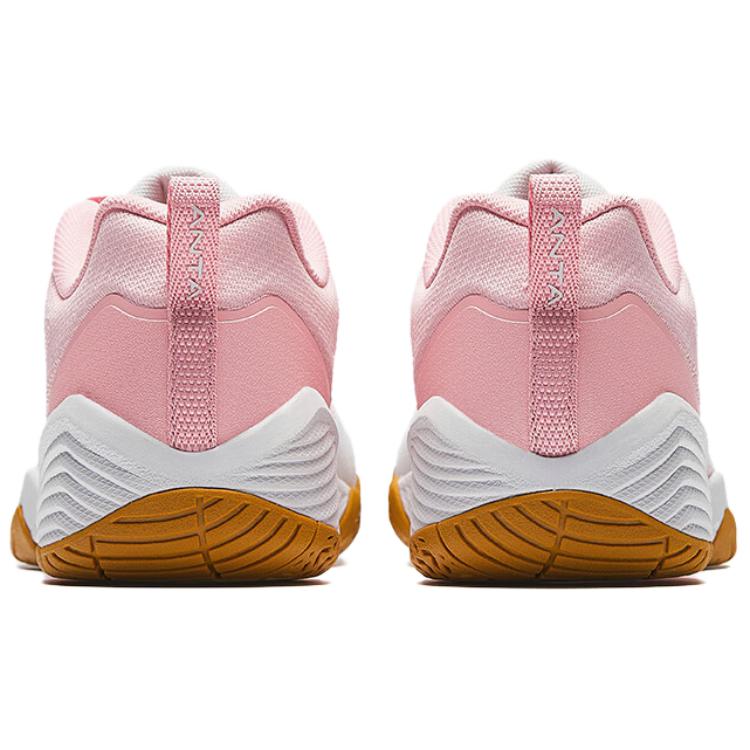New Anta Rebound Slip Resistant Low Top Badminton Shoes Women's Pink White 122524461-3