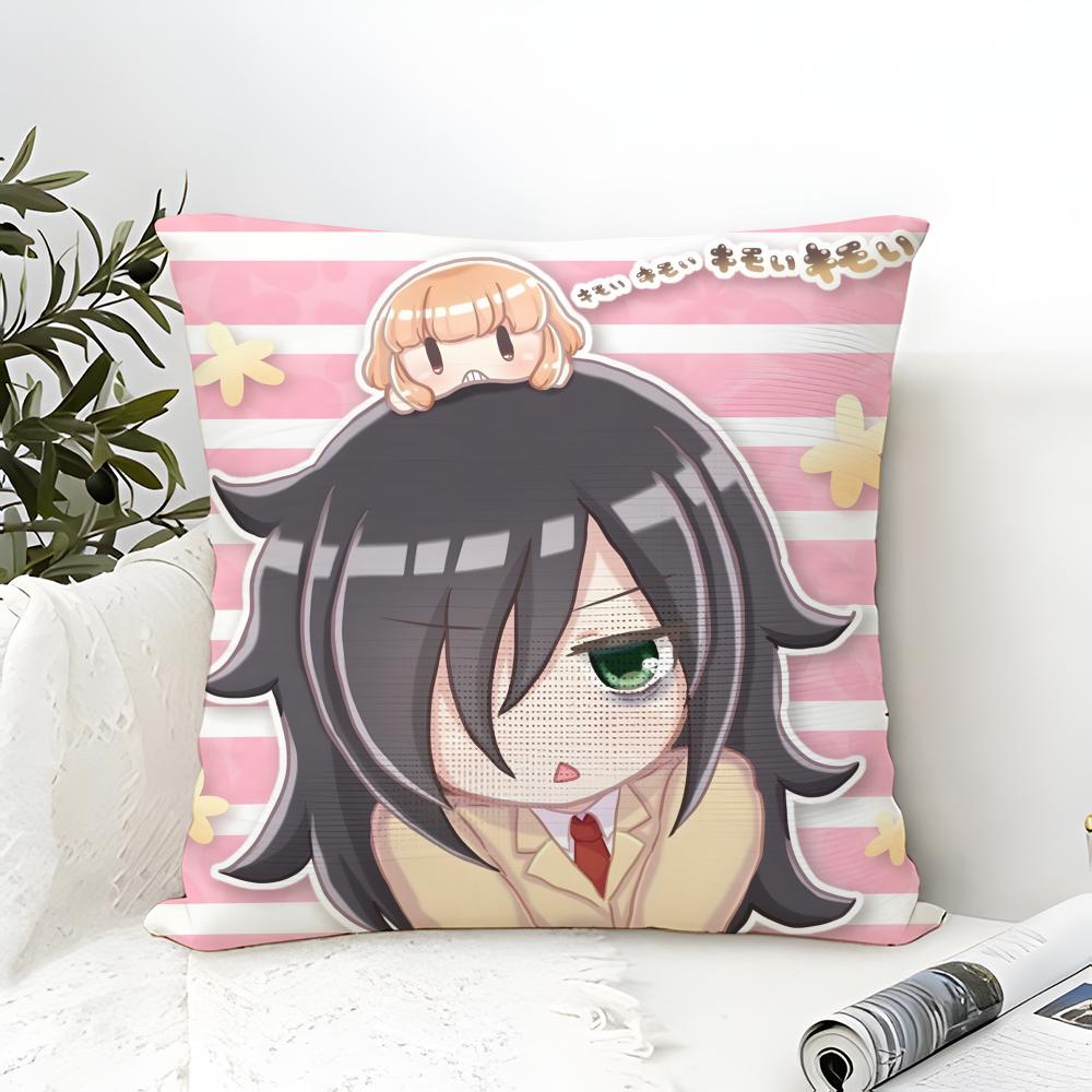 Anime Character Tomoko Kuroki Pillow Case Cotton Linen Fabric Square Zipper Pillowcase Home Decorative Living Room