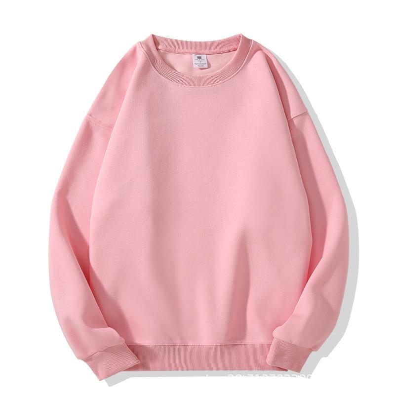 Europe and the United States new autumn and winter crew neck sweater women's top long sleeve white solid color loose girls spring and autumn models 