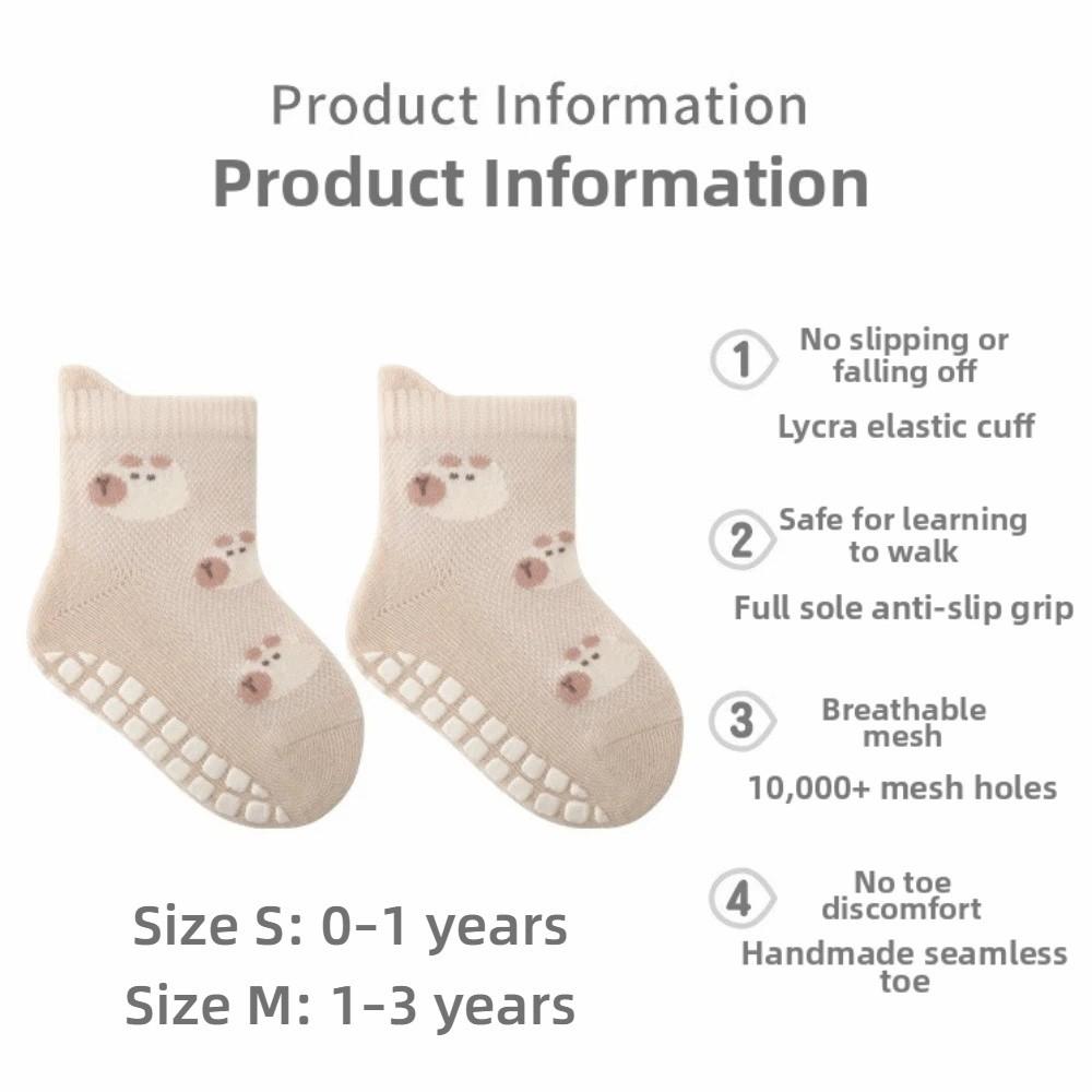 4 Pairs Breathable Kids Floor Socks Non-Slip Sole Toddler Socks New Floor Stocking for Children