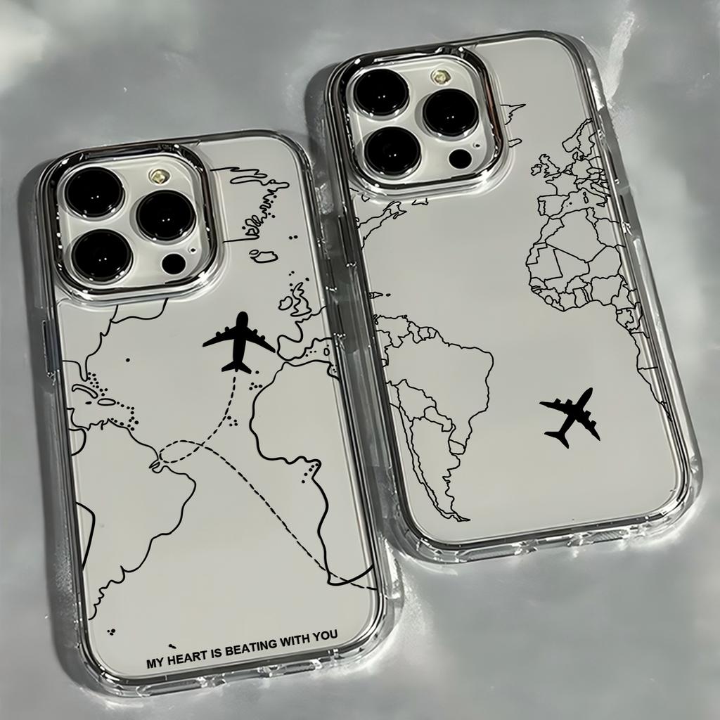 Luxury Travel Flight route Black lines design Phone Case For iPhone 17 16e 16 15 14 13 12 11mini Pro Max X XR 8 7 Air Plus Cover