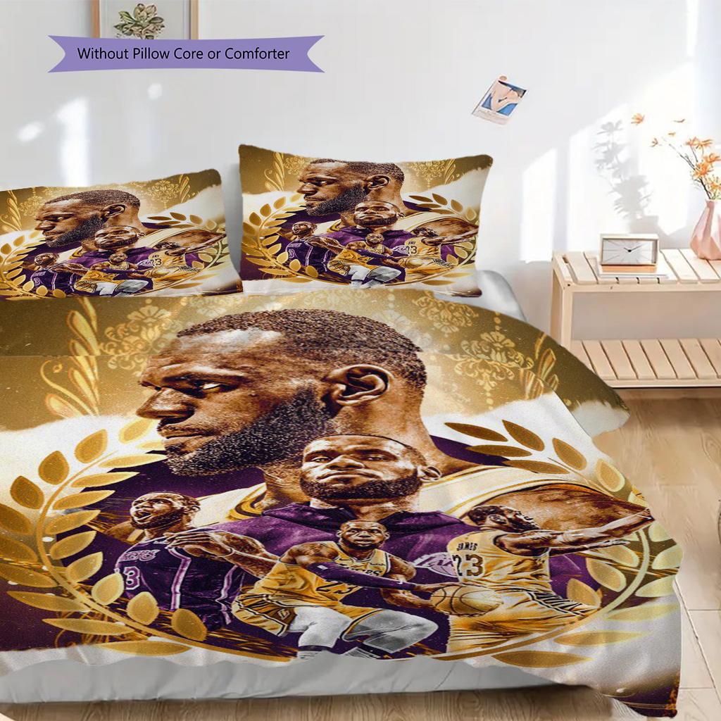 James NBAs AllTime Legend Three-piece Set(1 * Duvet Cover + 2 * Pillowcase, Without Core) Soft and Comfortable Bedding Set Christmas Birthday Gift
