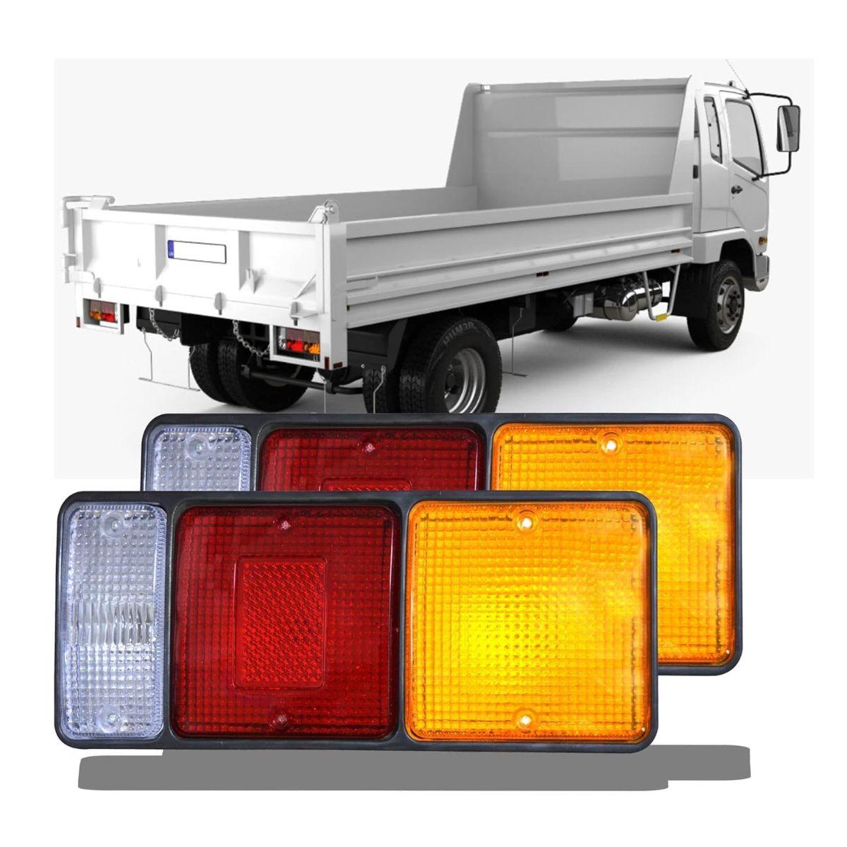 

Комплект задних фонарей 5-функциональный задний фонарь с лампами 330×135×103 мм Совместим с грузовиками Mitsubishi FS527, FK618, FK62F Fighter L красный/янтарь