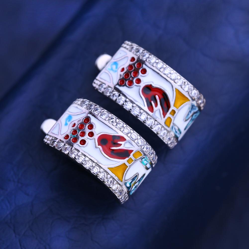 KNIKOO Blatt-rote Clip-Ohrringe für Frauen, modische Zirkonia-Ohrstecker, Schmuck für Hochzeit, Party, Geschenke