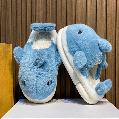 Hot Sale Shark Slippers Men Winter Home Shoes Warm Fluffy Slippers Man Designer Cartoon Cotton Slipper Unisex Chanclas De Hombre