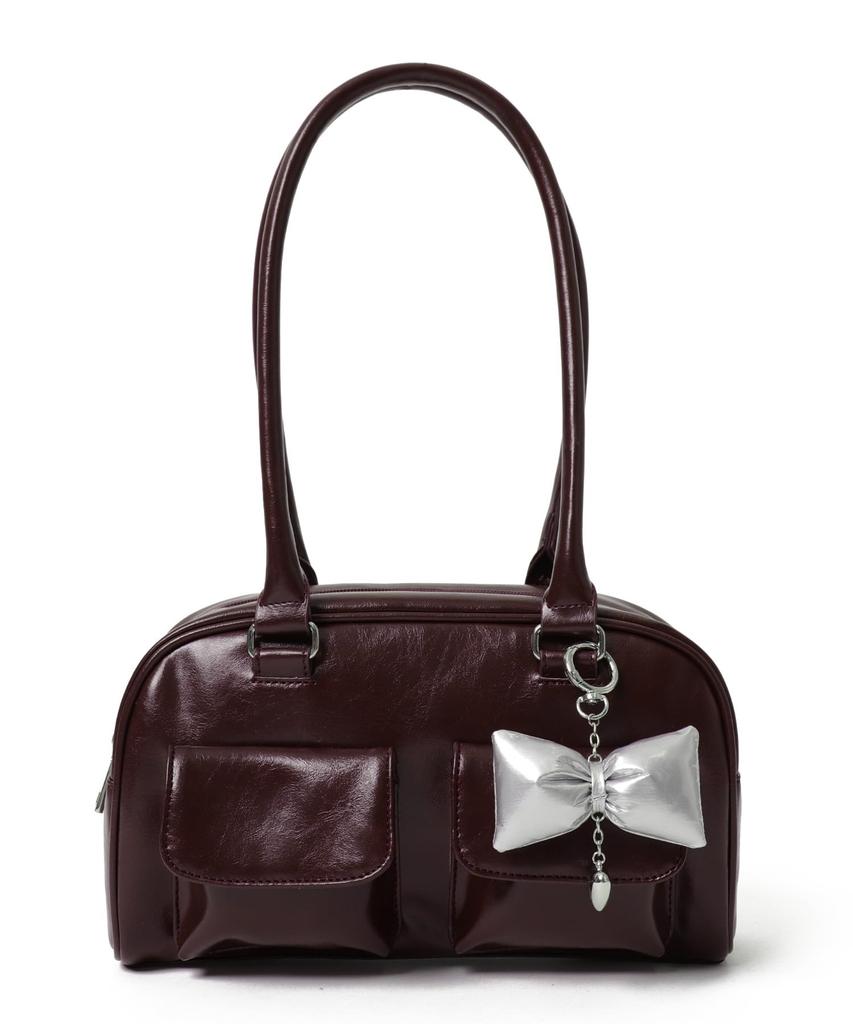 WEGO Boston Bag with School Deco Shoulder Korean School School Brown Sonata Charm, Bag, Bag, Bag, Casual, Girly, Bag, Gift, Present, Bag, Year-Round,