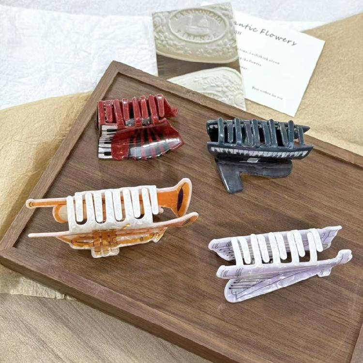 Multipurpose Acrylic Hair Claw Clip Musical Instrument Design Hairpin Hair Ornament For Women Gift For Music Lover