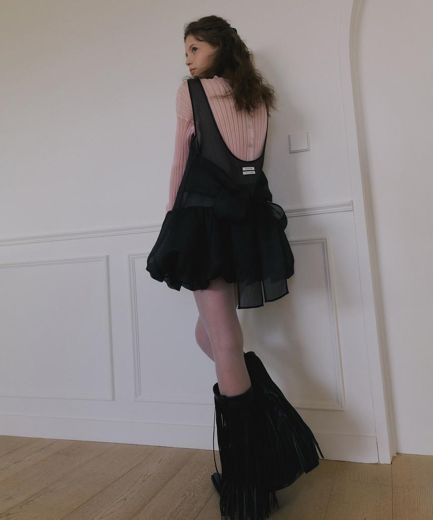 Obeodyupeulleeo Organza Balloon Mini Dress_Black