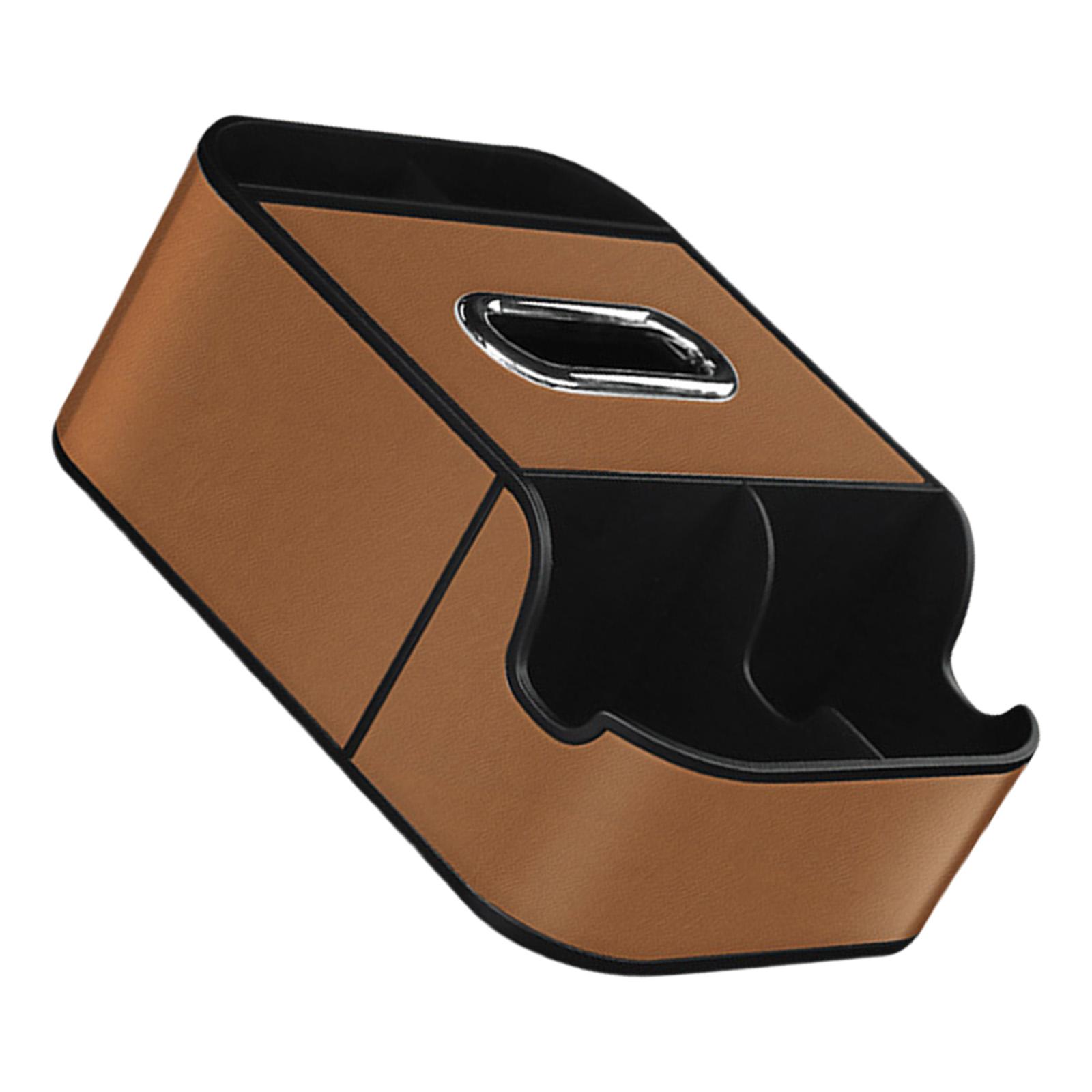 

Center Console Leather Organizer Tray Car Armrest Extra Storage Box Tissue Holder Car Storage Box Car Seat Organizer коричневий