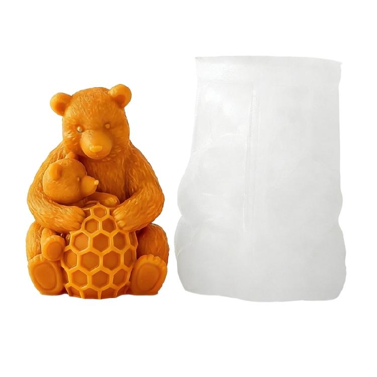 

Honeycomb Bear Shape Silicone Molds Animal Candle Silicone Mold For Resin Casting Crafting Candle Soap Chocolate Baking