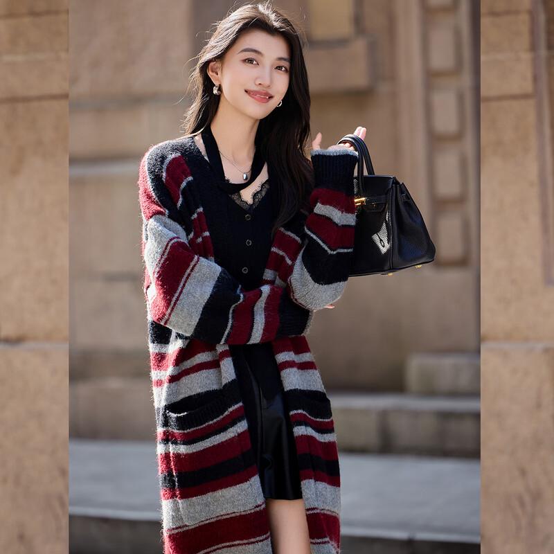 Bailuyu Retro Striped Knit Cardigan