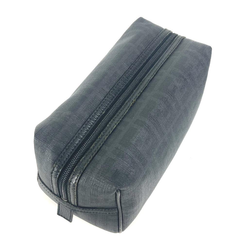FENDI Zucca logo bag pouch Cluch Bag  PVC Black