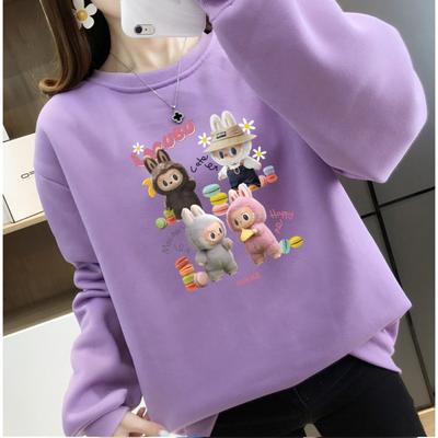 LABUBU Pattern Printed Sweatshirt Ladies Casual Fashion Long-sleeved Round Neck Top