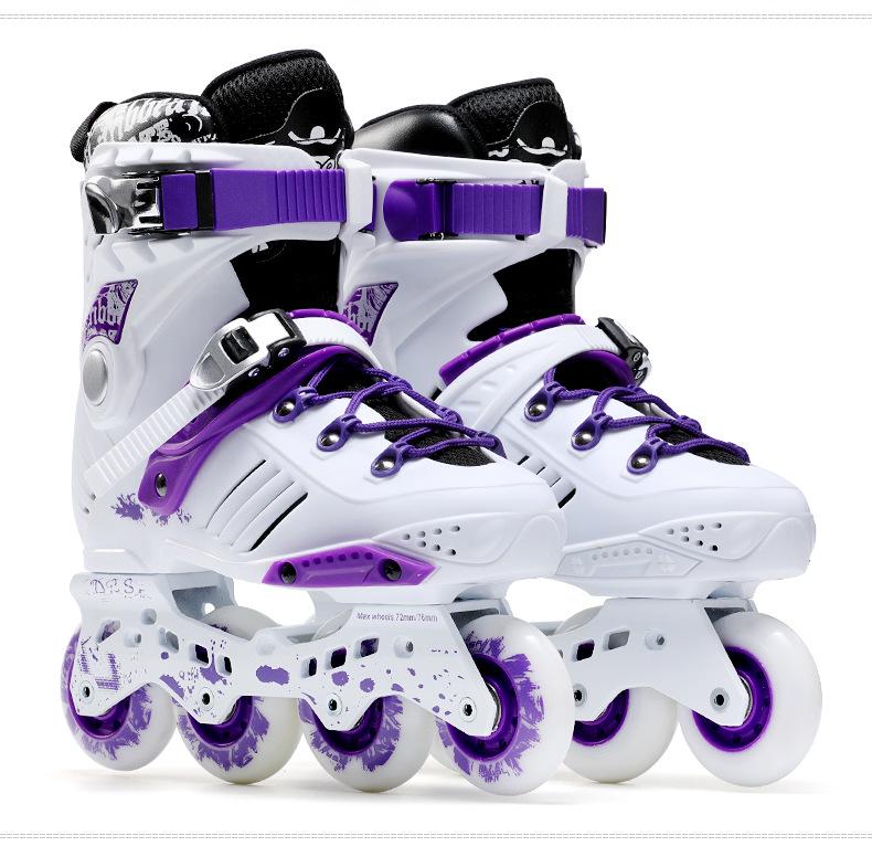 Erwachsene Schwarz-Gold Inline-Rollschuhe für Männer & Frauen – Anfänger Einreihig mit Blumenmuster