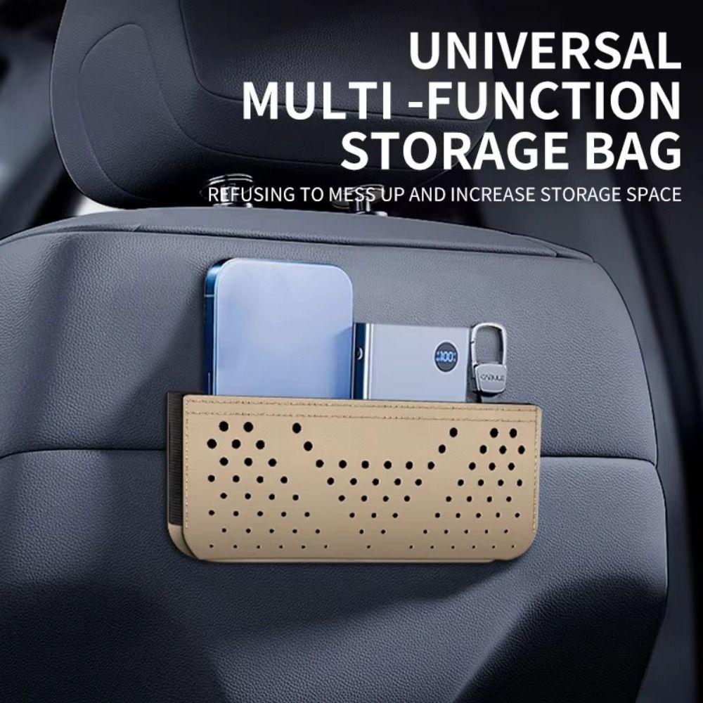 PU Leather Car Mesh Storage Bag Scratch Resistant Car Sundries Box  Car Interior Supplies