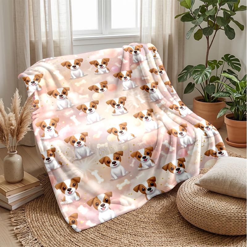 Puppies in Spring Blossoms Theme blanket Lightweight Warm Flannel Blanket Decorative Throw Blanket for Home Decoration
