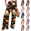 Women's Casual Time Straight Leg Pants Print High Waist Pants With Pockets