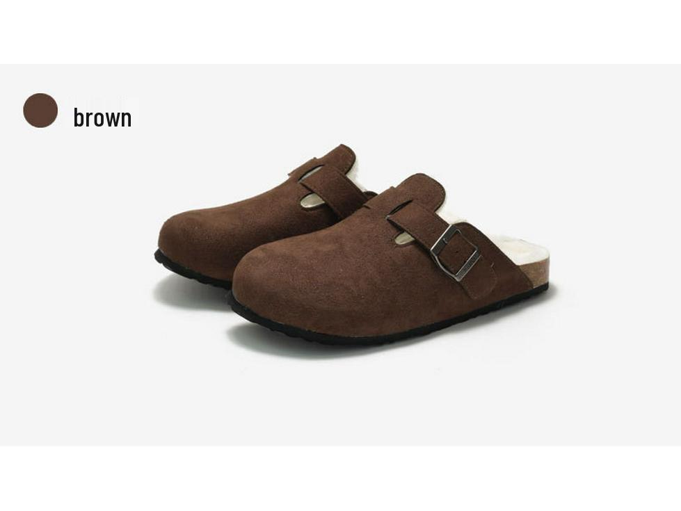 RUIZUSTOCK Winter Cork Slippers: Warm Velvet & Cotton Sandals for Men and Women, Frosted for Outdoor Wear