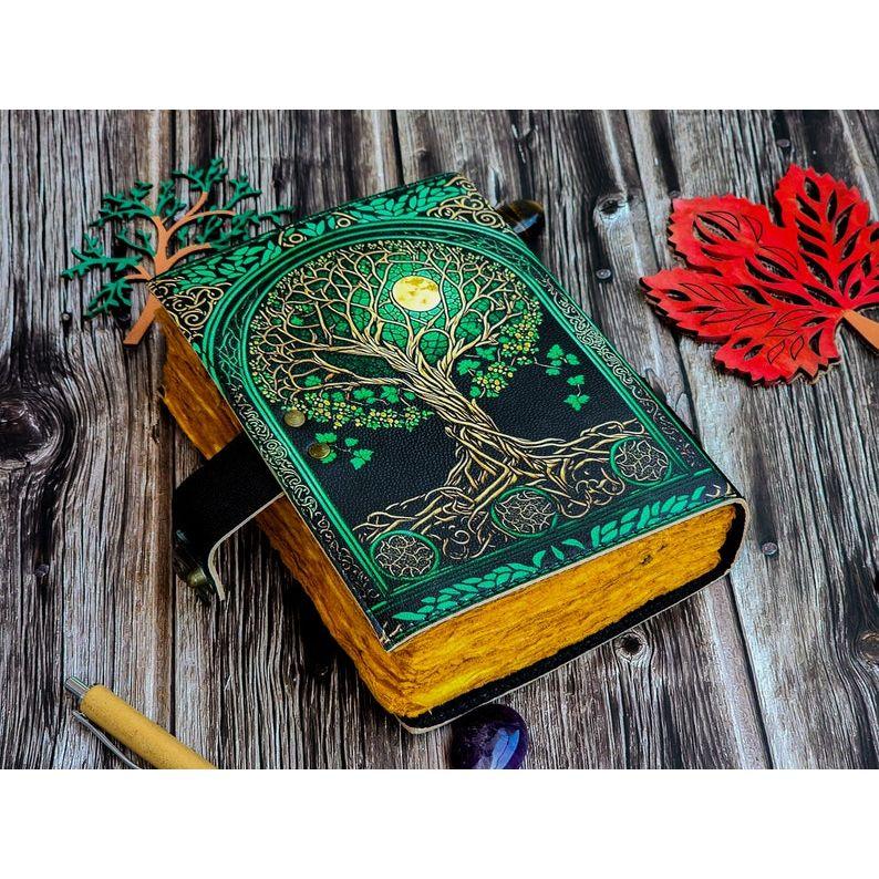 Leather Journal Tree of Life - Genuine Leather Notebooks For Women - Beautiful Journal For Sketches Book Traveling Book Blank Spell Book