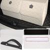 1pc Camellia Fashion Car Trunk Organizer, White Diamond Pattern with Handle and Camellia Logo
