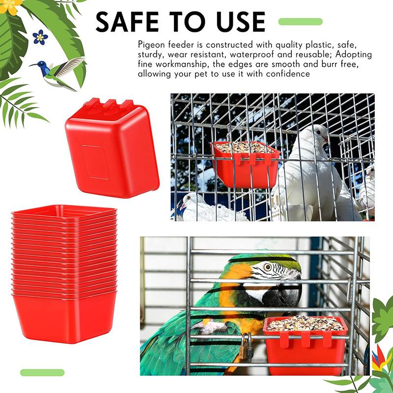 Bird Cage Feeder Cups Plastic Feeding Dish Feed Bowls with Hooks for Parrot Water Drinker for Pigeon Quail Duck Dringking Bowls