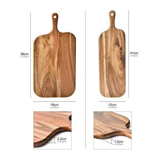 Cutting Board Acacia Wood Kitchen Large Handle Natural Material Lightweight Eco-friendly Wooden Stylish Lunch Tray Pizza Bread Steak Plate Camping