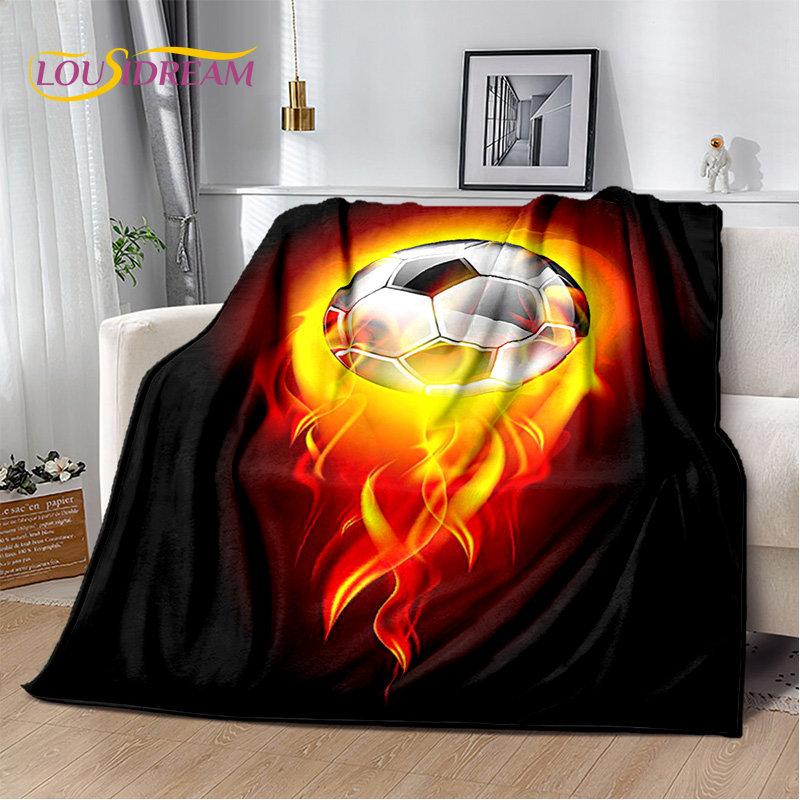 3D Football Art Cartoon Soft Plush Blanket,Flannel Blanket Throw Blanket for Living Room Bedroom Bed Sofa Picnic Cover Bettdecke