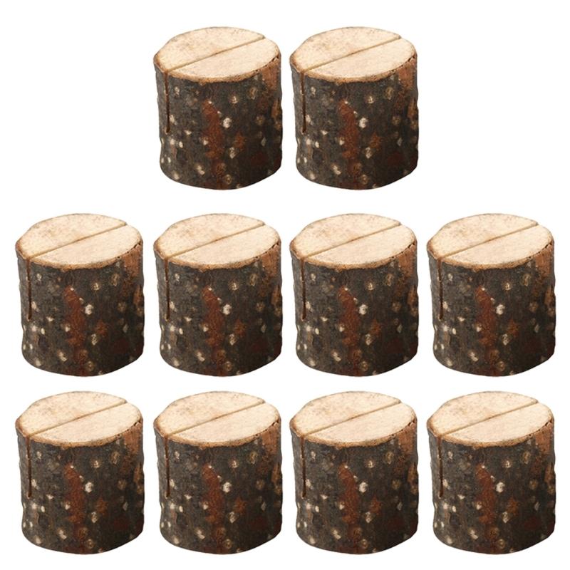 20Pcs Wood Table Number Holders Stand Wood Name Card Holders Wood Name Cards Food Label Memos Photo Holders for Wedding