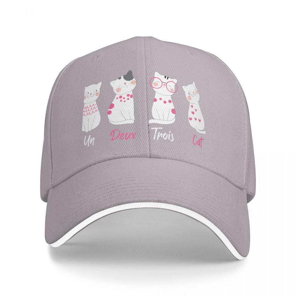 Un Deux Trois Cat Funny Gift Baseball Cap fishing hat mens big size sun caps Hats Woman Mens