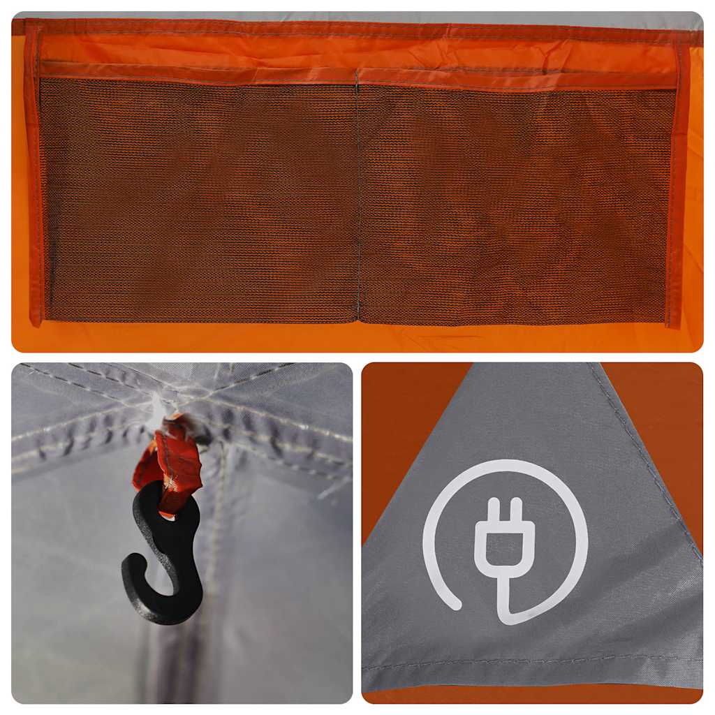 Car Tent for 4 Persons Grey and Orange Waterproof