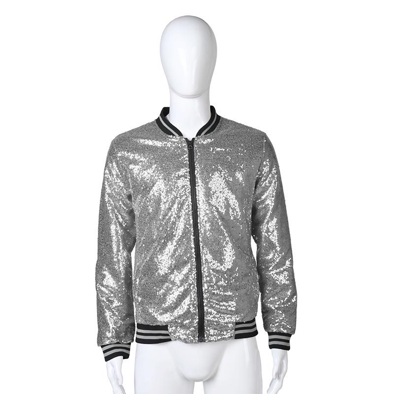 Men's Plus Size Sequin Dancewear Zip Cardigan Jacket - Bestseller