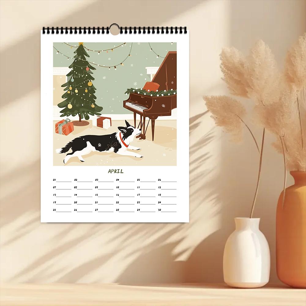 1pc 2026 Wall Calendar,Cartoon Dog Sketch Series,12 Beautiful Designs,Monthly Plans,Perfect Gift for Birthday,Christmas,New Year