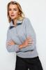 Women's Fashionable Stylish Sweatshirt Indigo Thick Inside Fleece Zippered Oversize Wide Fit Knitted Sweatshirt