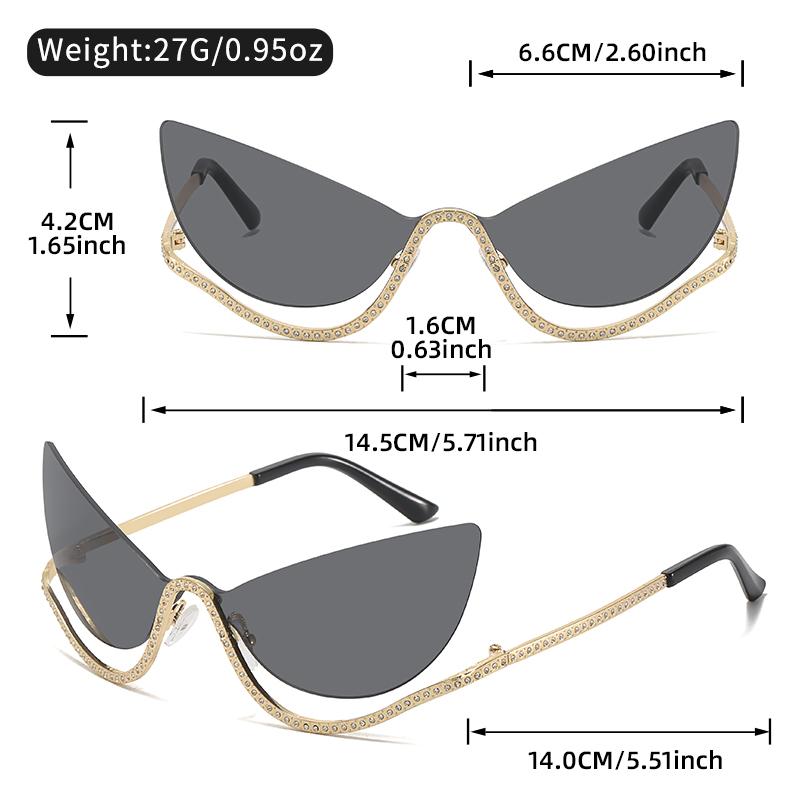 Neue randlose personalisierte Cat-Eye-Sonnenbrillen, übertriebener Hip-Hop-Stil Party- und Nachtclub-Dekorationssonnenbrillen