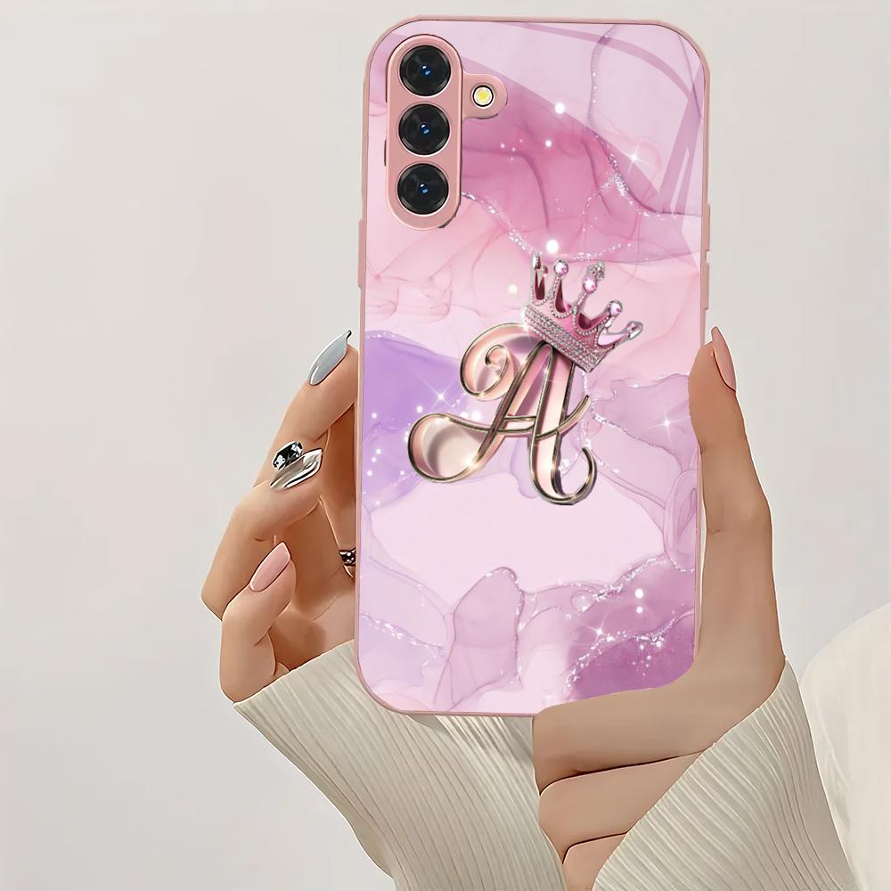 Die Glas-Handyhülle mit dem Design Krone A ist geeignet für Samsung Galaxy S26 S25 S24 S22 S21 S20 FE/Ultra/Plus stoßfest