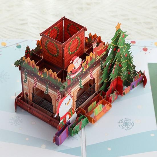 3D Christmas Fireplace Greeting Card Pop-Up Holiday Card for Festive Wishes Cozy Holiday Home Decoration