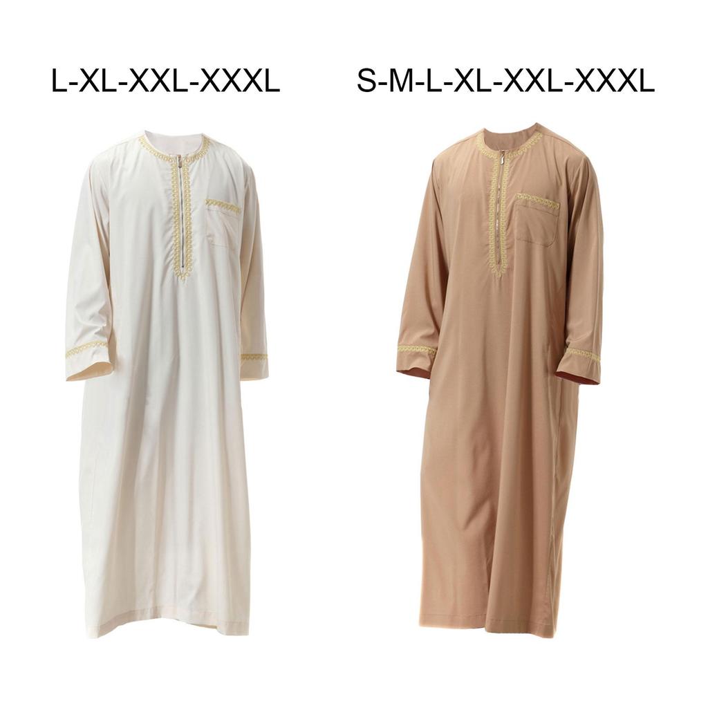 Langes Gewand Herren Kaftan Herrenkleidung Abaya Strapazierfähig Lässiges Hemdkleid Roben Naher Osten