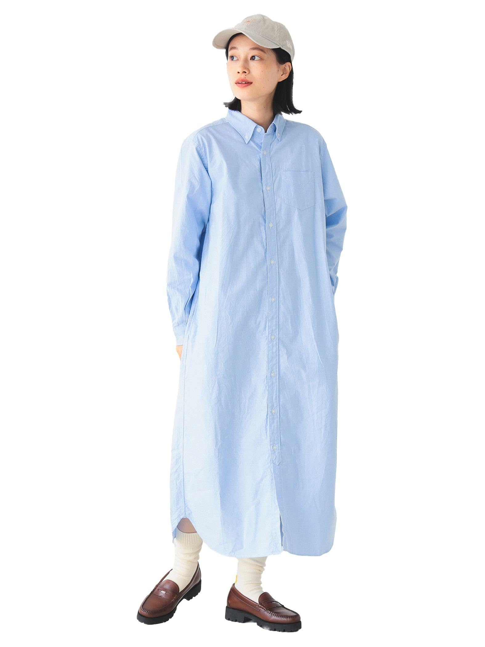 

One Piece Oxford Button Down Long Sleeve Shirt Dress SAX ONE SIZE 13260116247 [BEAMS BOY] Women s