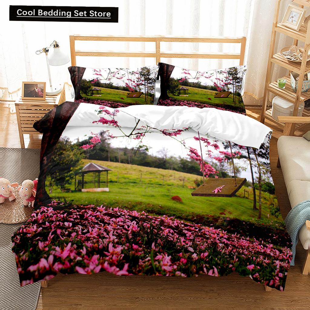 Spring Flowers King Queen Duvet Cover Colorful Floral Bedding Set Cherry Blossoms Quilt Cover 2/3pcs Polyester Comforter Cover